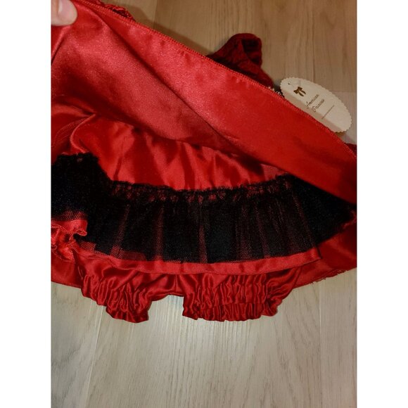 Baby Girl Dark Red Lace Dress With Rhinestone Waist & Bloomers 6 Months - Picture 4 of 9